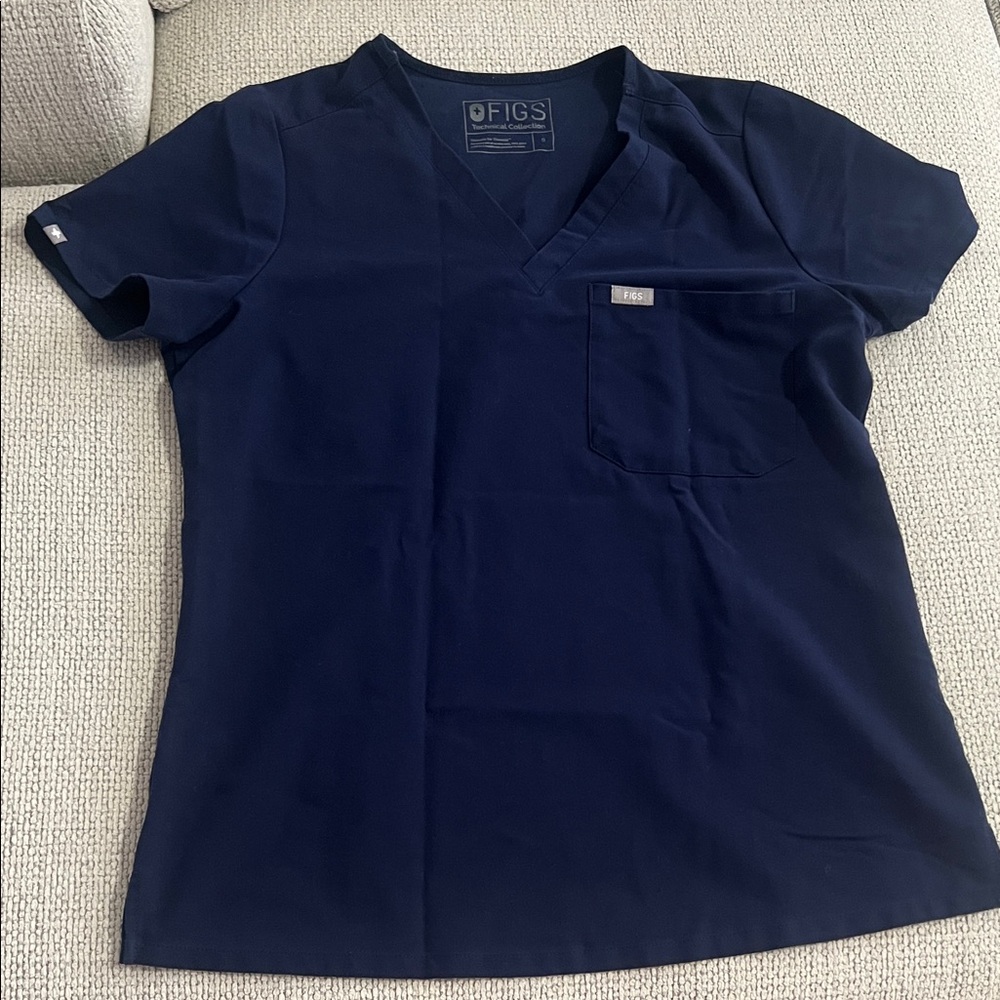 Navy Blue Figs Scrub Top
